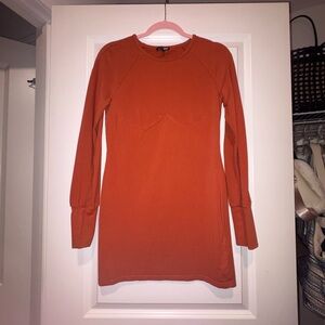 Fashion Nova Rust Long Sleeve Dress